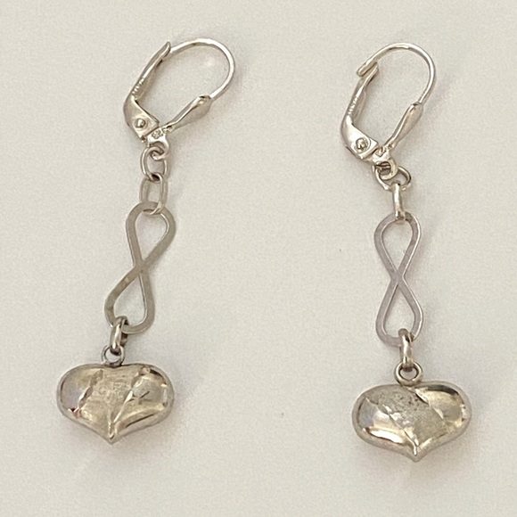 Jewelry - 🤍925 Sterling silver heart infinity hoop earrings